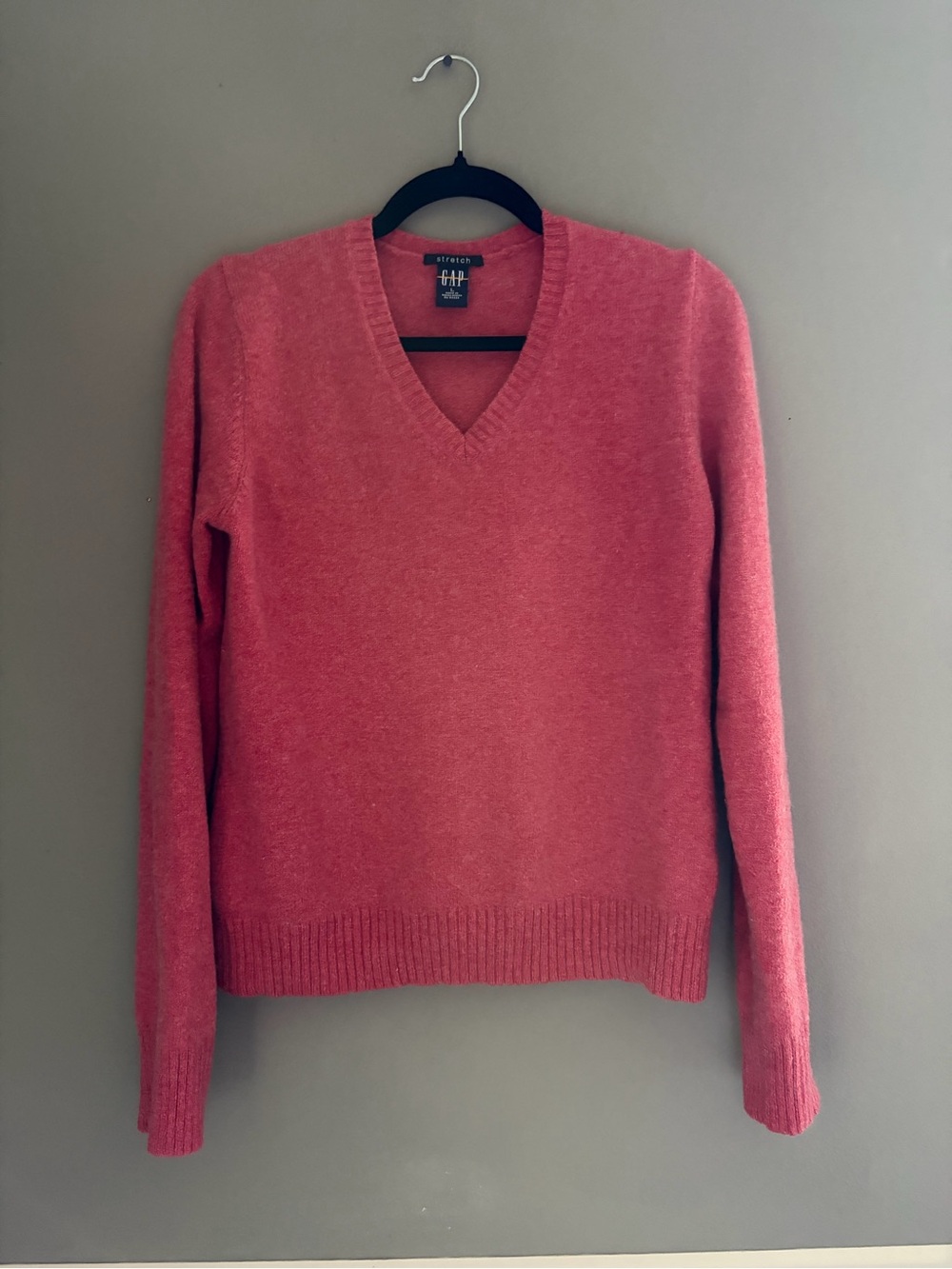 Vintage GAP Women's V-Neck Sweater Large Red Lambswool Knit Pullover VTG